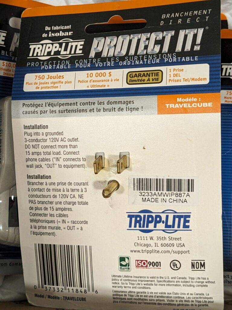 Tripp Lite Notebook Surge Protector, Plug-In, 1 Out Qty 4 TRAVELCUBE