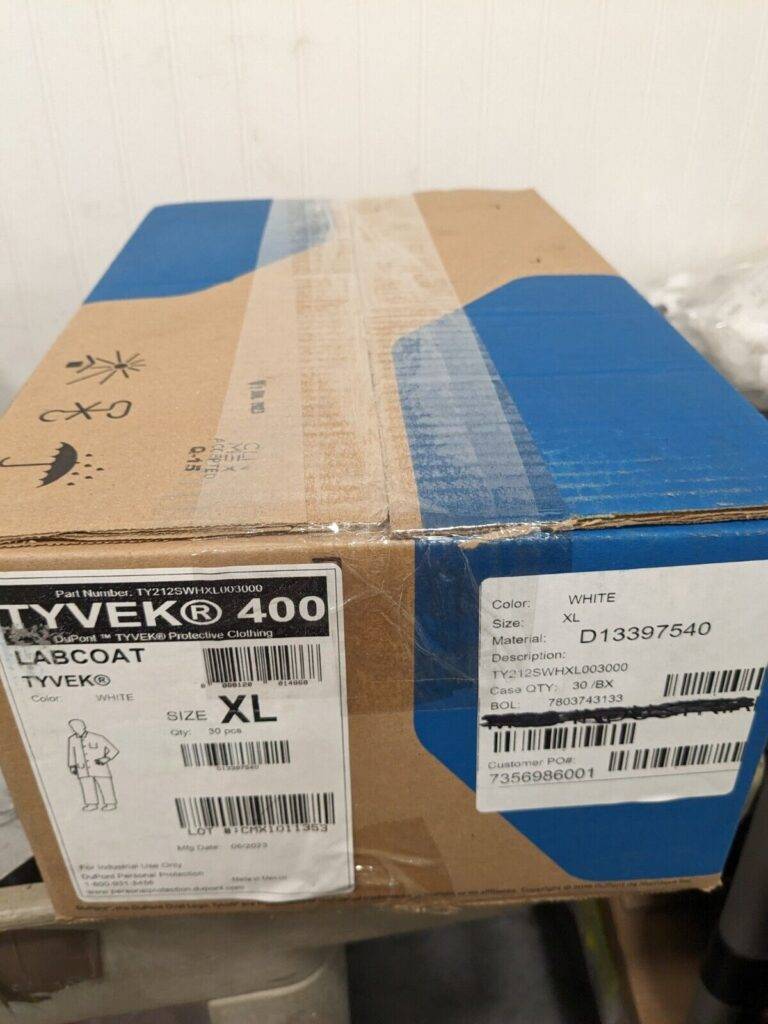 DUPONT Lab Coat: 1.20 oz Material, Size X-Large, Tyvek Qty 30 TY212SWHXL003000