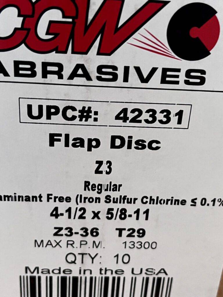 CGW ABRASIVES Flap Disc: 4-1/2" Dia, 36 Grit, Zirconia Alumina, Type 29 QTY 10