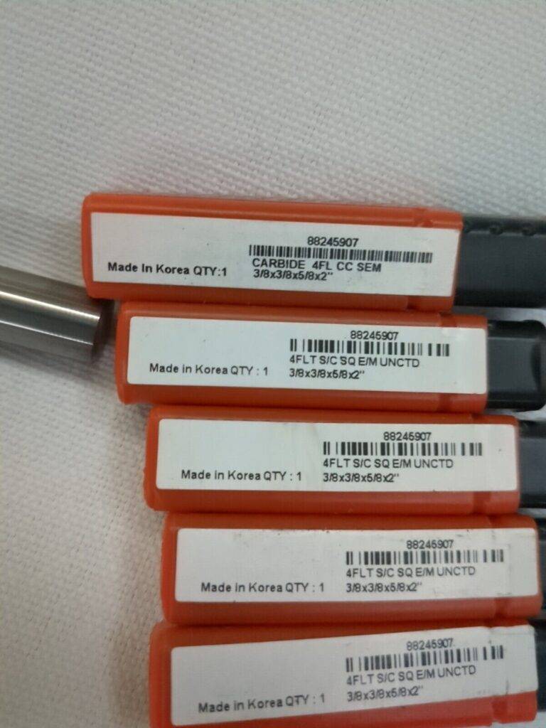 HERTEL Square End Mill: 3/8" Dia, 5/8" LOC, 4 Fl carbide 6pk 750042