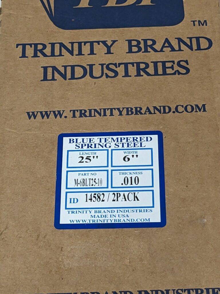 TBI 6" Wide x 25" Long x 0.01" Thick, Spring Steel Sheet Qty 2 M-6BLT25-10