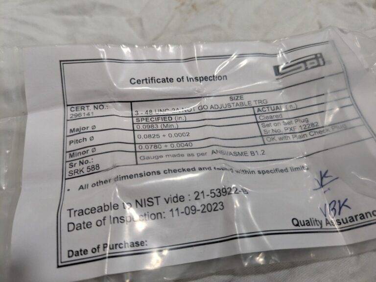 SPI Threaded Ring Gage: #3-48 Thread, Class 2A, no Go 23-123-3