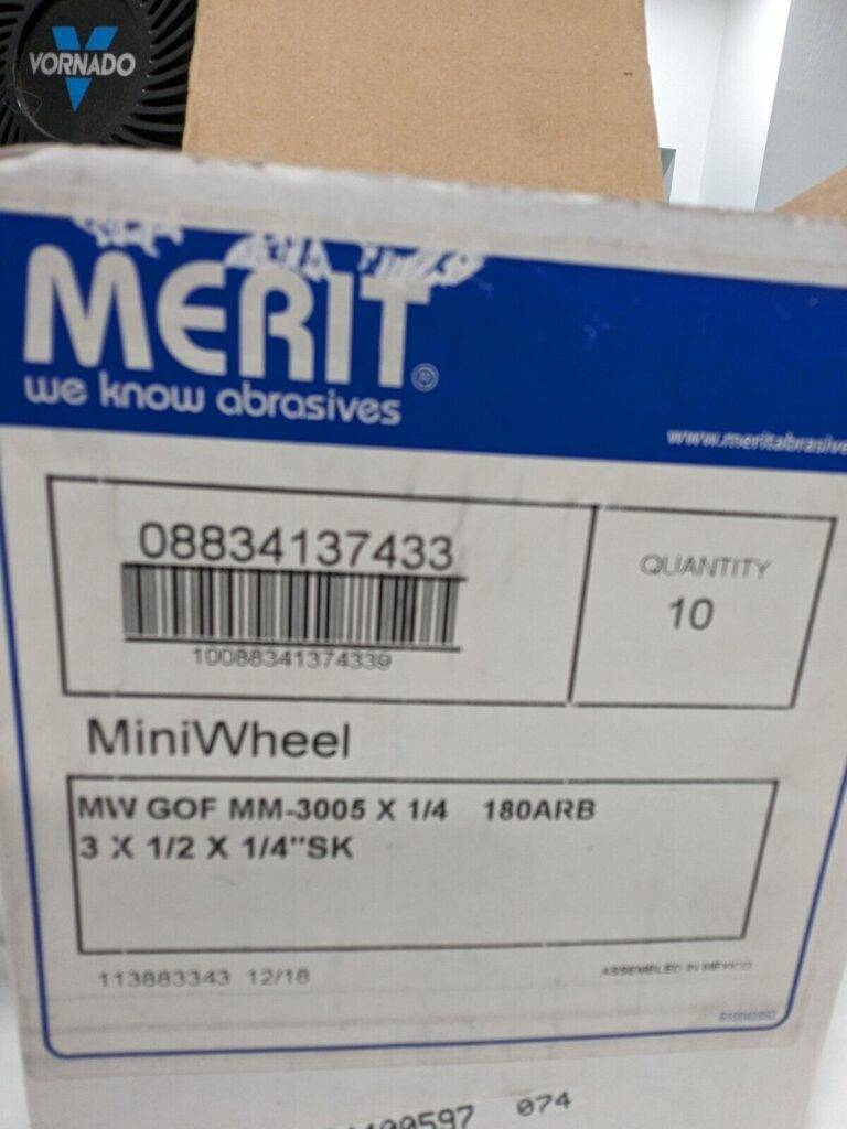 Merit Mounted Flap Wheel: 3" Dia, 1/2" Face Width, 180 Grit Qty 10 08834137433
