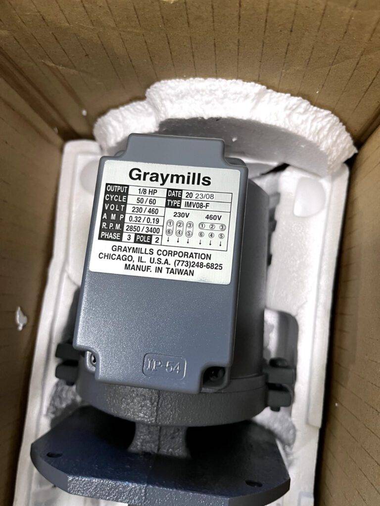 Graymills Immersion Pump 1/8 hp 230/460V 3 Phase 3,450 RPM Cast Iron Housing
