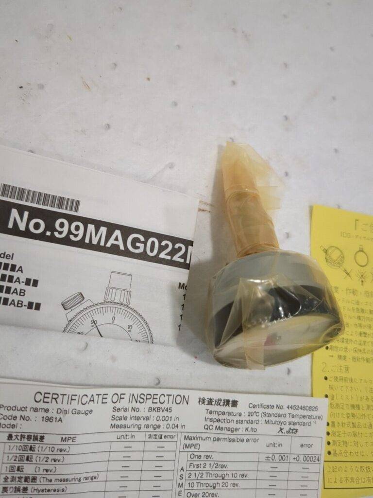 MITUTOYO Dial Drop Indicator 0.0400" Max Measurement, 20-0-20 Dial Reading 1961A