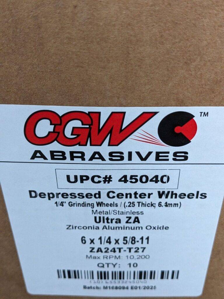 CGW Depressed-Center Wheel: Type 27, 6" Dia, 1/4" Thick Qty 10 45040