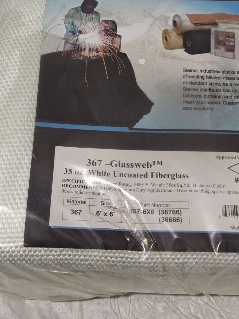 STEINER 6' x 6' x 0.08" Uncoated Fiberglass Welding Blanket 367-6X6