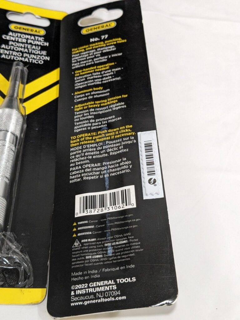 GENERAL Automatic Center Punch: 5/8", 5" OAL Qty 2 Model No. 77