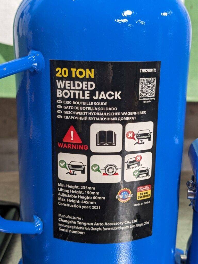 Set of 2 Hydraulic Side Pump Bottle Jack 20 Ton Load Capacity