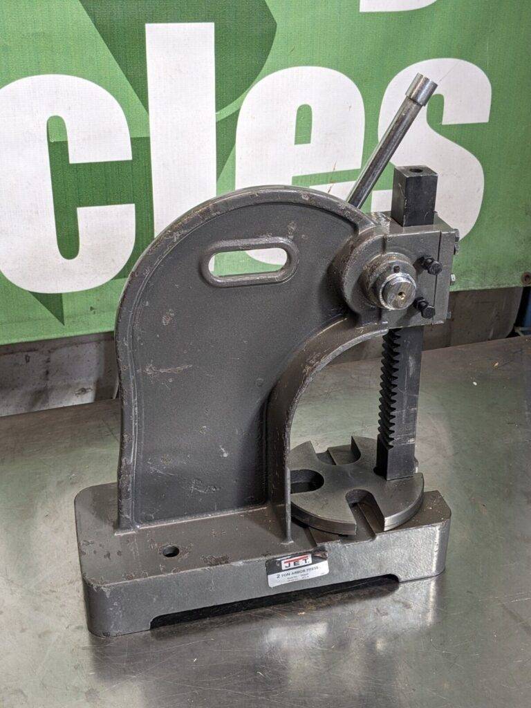 Jet Manual Single Leverage Arbor Press 2 Ton Max Pressure 1/2" Ram 333620 Used