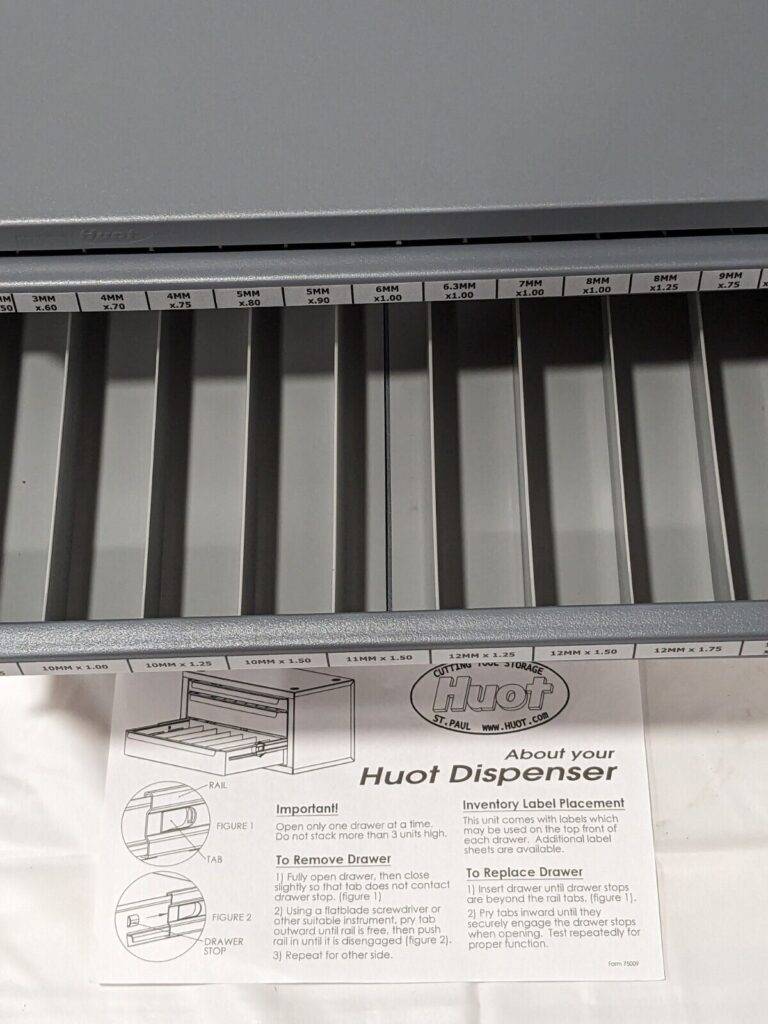 HUOT 3 Drawer, M3x0.50 to M18x2.50 Tap Storage 13575
