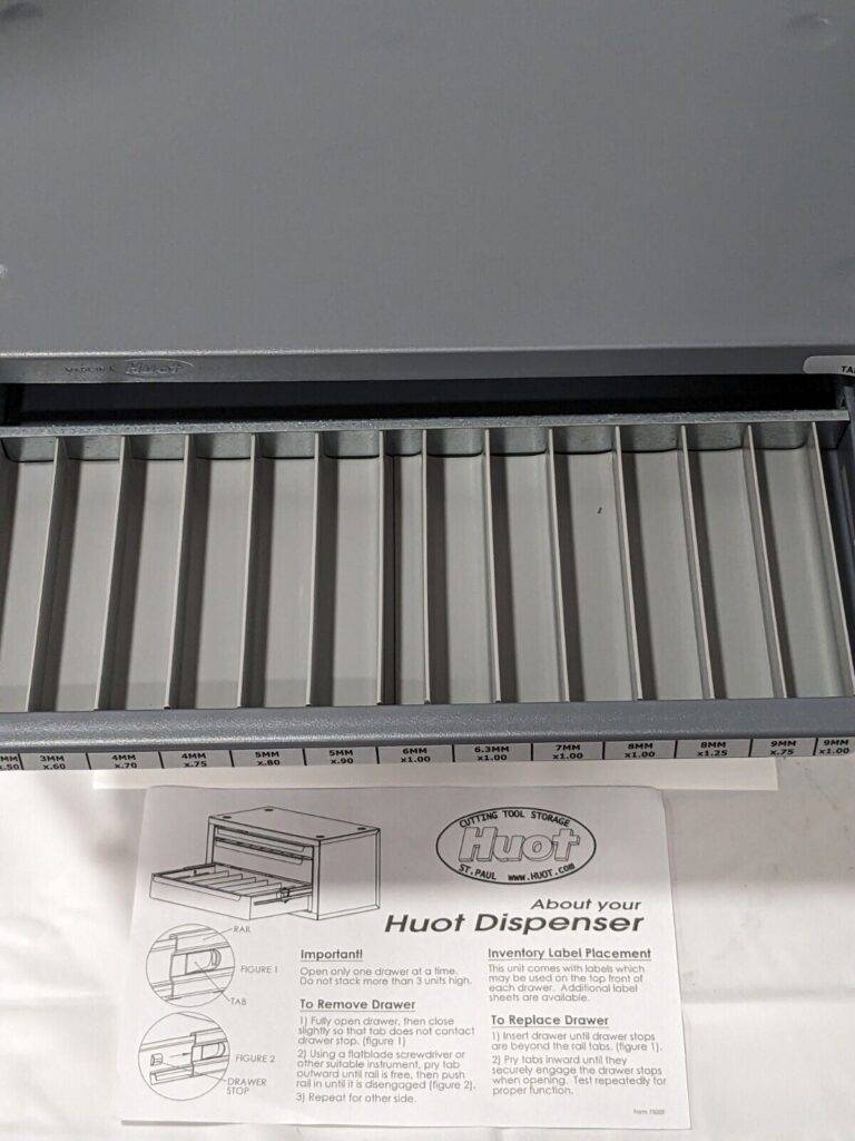 HUOT 3 Drawer, M3x0.50 to M18x2.50 Tap Storage 13575