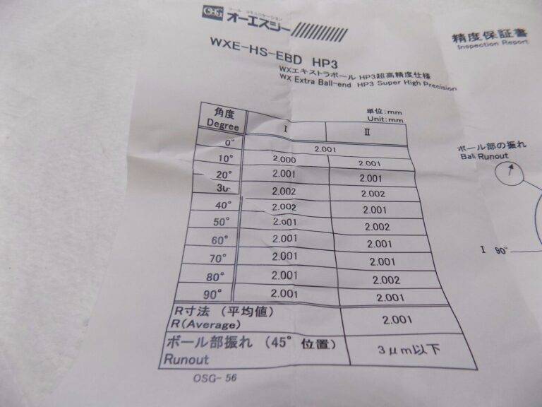 OSG High Precision Ball End Mill 3.85mm Neck Dia 2Fl TiAN 6mm Shank Dia 3040640