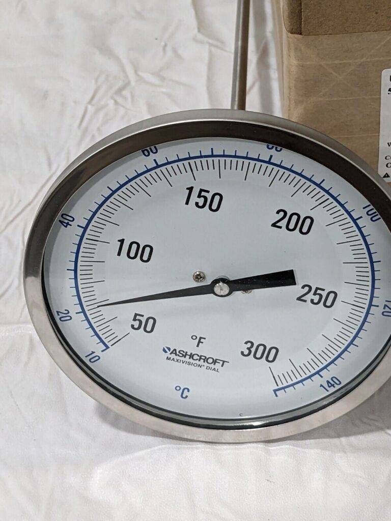ASHCROFT Bimetal Dial Thermometer: 50 to 300 ° F, 5" Dial, 12" Stem 759426065864