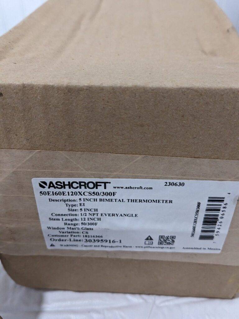 ASHCROFT Bimetal Dial Thermometer: 50 to 300 ° F, 5" Dial, 12" Stem 759426065864