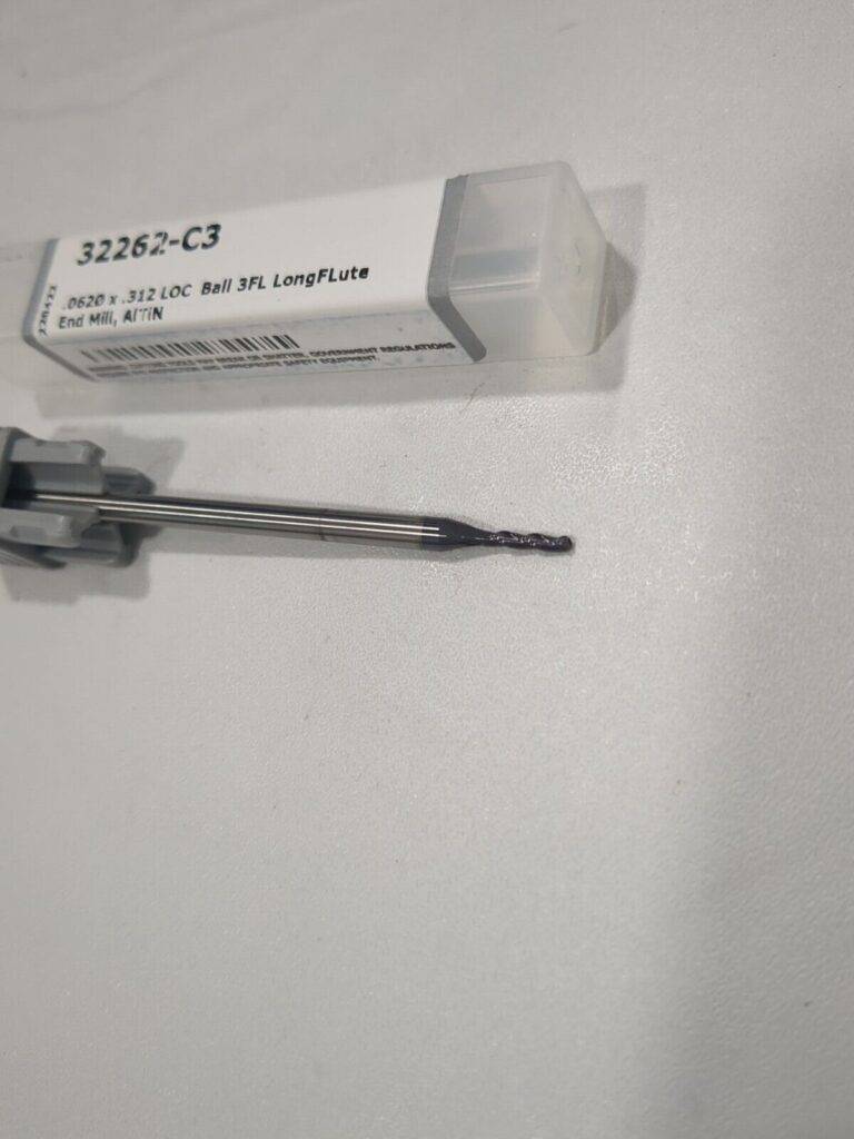 HARVEY TOOL Ball End Mill 0.0620" Dia 3 Fl Solid Carbide 32262-C3
