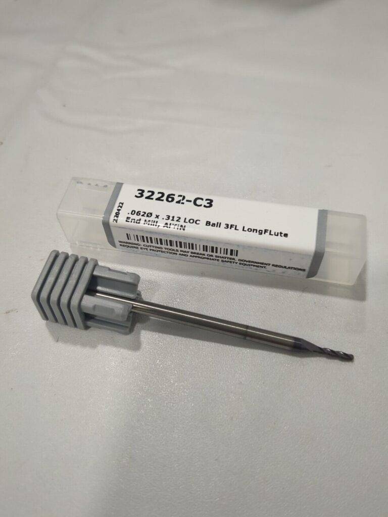HARVEY TOOL Ball End Mill 0.0620" Dia 3 Fl Solid Carbide 32262-C3