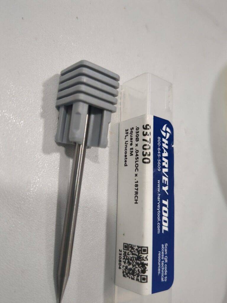 HARVEY TOOL Square End Mill: 0.0300" Dia 3 Flute, Solid Carbide 937030