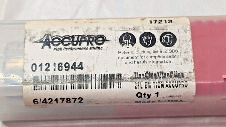 Accupro Carbide Square End Mill TiCN 20 mm Dia X 38 mm LOC 2FL 01216944