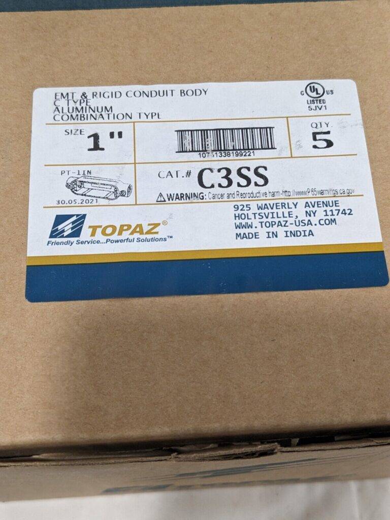 Topaz C Type Combo Conduit Body Die Cast Aluminum Hub Size-1" Qty 5 C3SS
