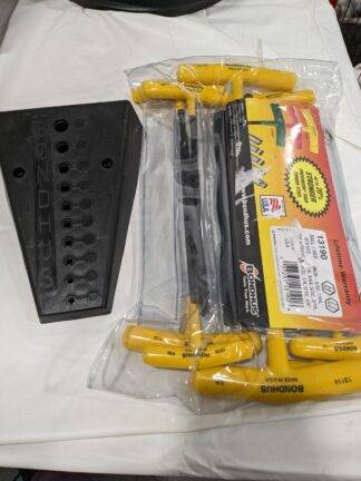 BONDHUS 10 Pc T-Handle Combo Hex Key Set W/Stand 3/32 to 3/8" 13190