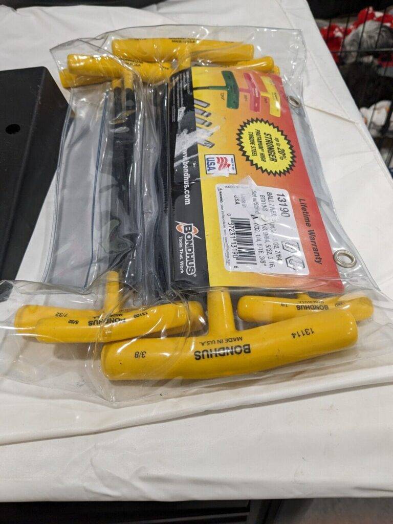 BONDHUS 10 Pc T-Handle Combo Hex Key Set W/Stand 3/32 to 3/8" 13190