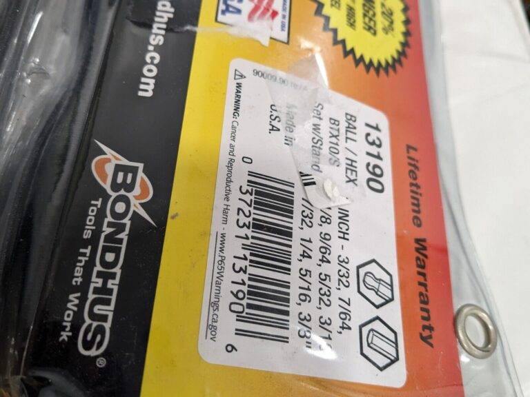 BONDHUS 10 Pc T-Handle Combo Hex Key Set W/Stand 3/32 to 3/8" 13190