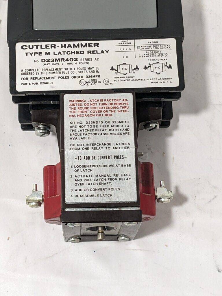 Eaton Cutler Hammer Type M Latched Relay D23MR402A