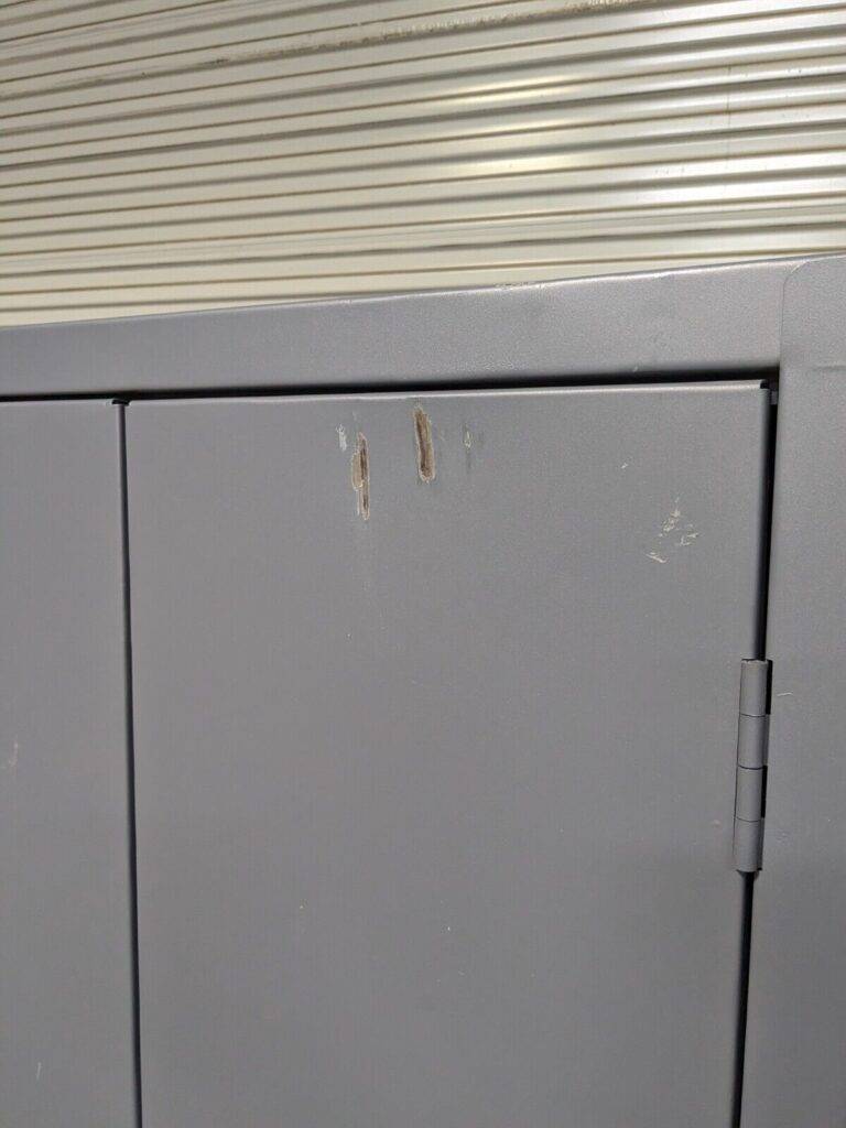 Durham Lockable Storage Cabinet w/ Bins 84" H. x 36" W. x 24" D. Scratch N Dent