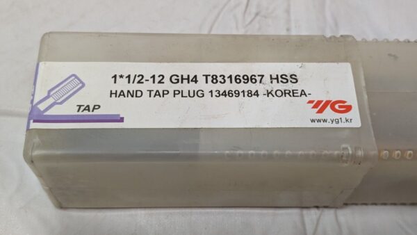YG1 Straight Flute Plug Standard Hand Tap HSS TiN 1-1/2- 12 GH4 6FL T8316967