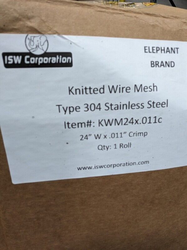 ISW Knitted Wire Mesh Type 304 Stainless Steel 24" Width x 0.011" Crimp