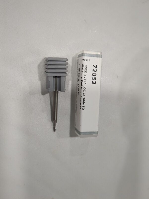 HARVEY TOOL Square End Mill: 0.0520" Dia, 0.1560" LOC, 2 FlSolid Carbide 72052