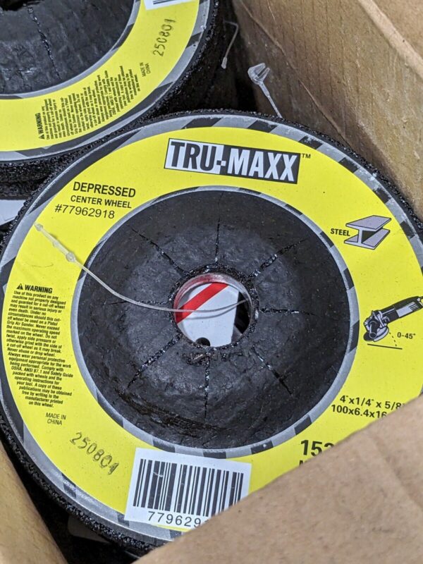 TRU-MAXX Depressed-Center Wheel: Type 27, 4" Dia, 1/4" Thick, 5/8" Hole Qty 18