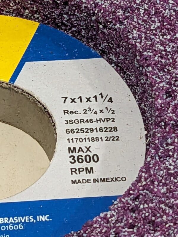 NORTON Surface Grinding Wheel: 7" Dia, 1" Thick, 1-1/4" Arbor, 46G 66252916228