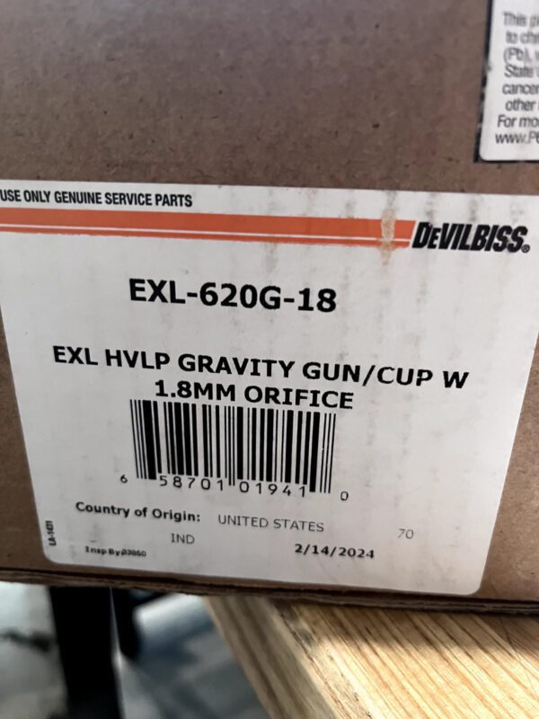DeVilbiss Gravity Feed High Volume/Low Pressure Paint Spray Gun EXL-620G-18 NEW