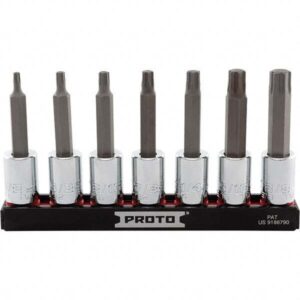 Proto Hex Bit Socket Set: 3/8" Drive, 7 Pc, 1/8 to 3/8" Hex J4990R7SAE