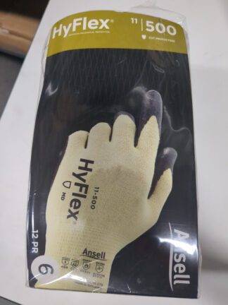 Ansell Gloves 12pairs HyFlex CR 11-500 Size X-Small ANSI Cut A2 Nitrile 11-500-6