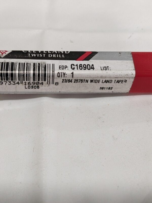 CLEVELAND Taper Length Drill Bit: 2575T, 23/64" Dia, 135 ° C16904