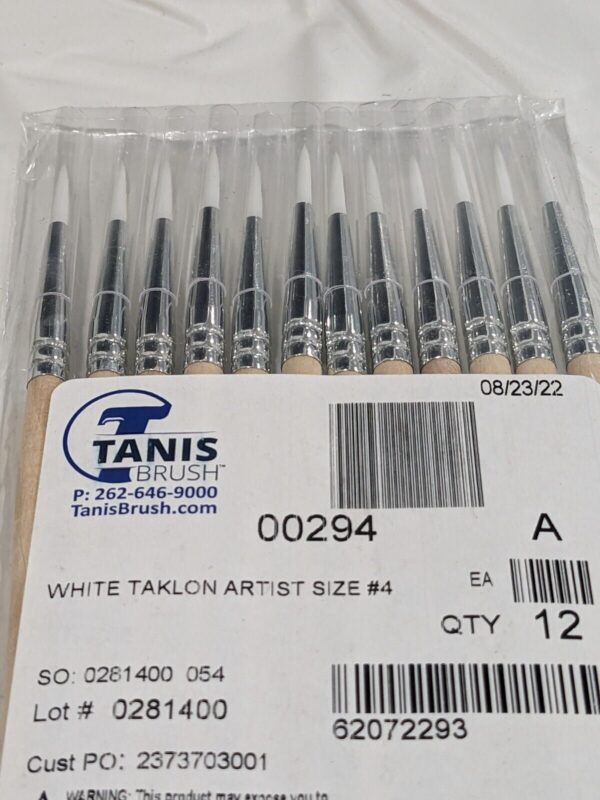 Tanis White Taklon Artist Brush: #4 Industry Size, 1/8" Wide Qty 12 00294