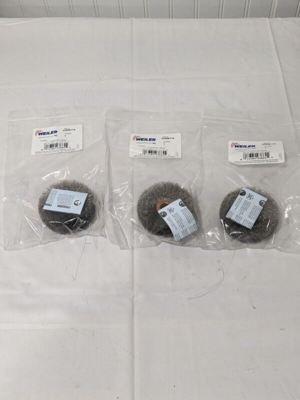 WEILER Wheel Brush: 3" Dia, 5/8" Width, 0.0060" Wire Dia Qty 3 03598174