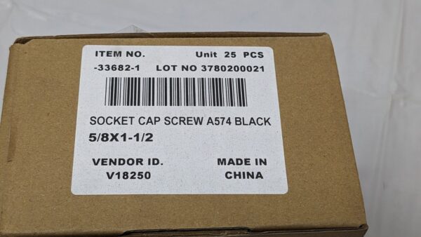 Hex Socket Cap Screws A574 Black 5/8-11 X 1-1/2" QTY 25 Pcs 33682-1