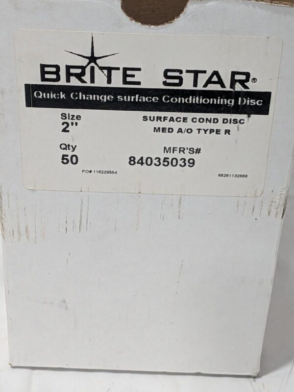Brite Star Quick-Change Disc: Type R, 2" Dia, AO, Non-Woven Qty 50 84035039
