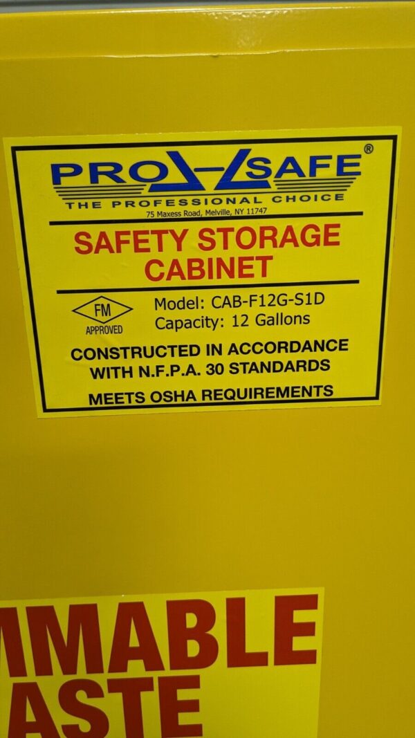 Pro-Safe Safety Storage Cabinet for Flammable Hazards 12 Gal. 35" x 23" x 18"