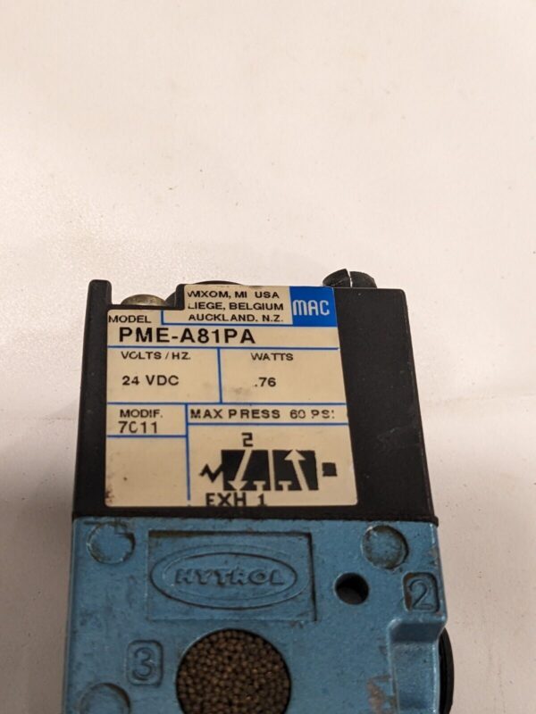 Mac Solenoid Valve 24 VDC Coil Hytrol EzLogic Mod 7011. PME-A81PA