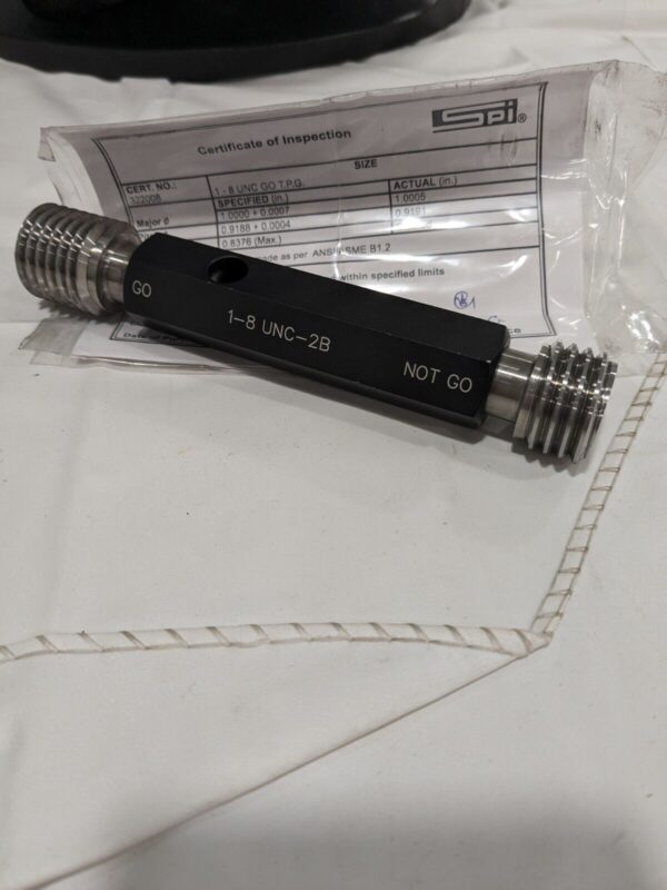SPI Plug Thread Gage: #1-8 Thread, 2B Class, Go & No Go 34-429-1