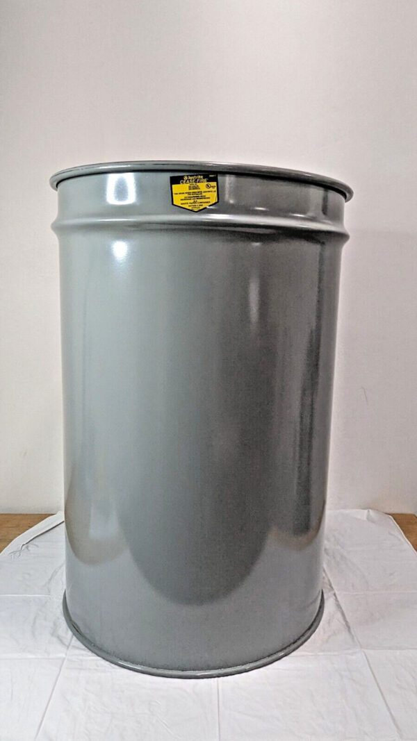 Justrite 30 Gal Cease-Fire Waste Receptacle Safety Drum Gray CAN ONLY 26014