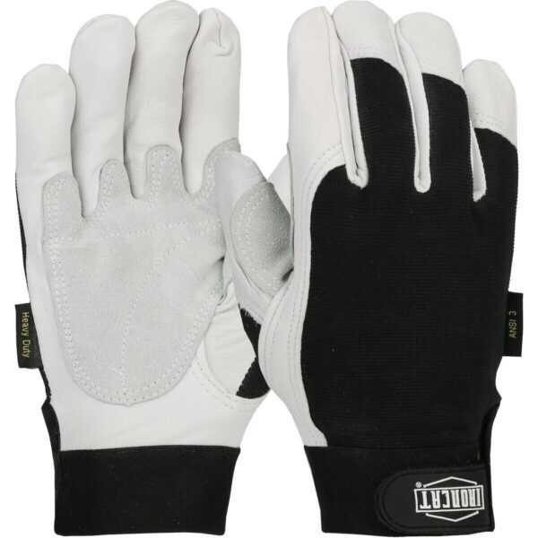 6 PAIRS Ironcat Heavy Duty Goatskin Gloves ANSI A3 White/Black 2XL 86552/2XL
