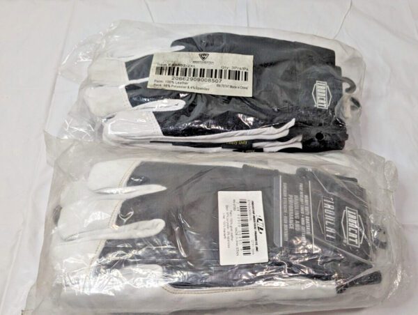 6 PAIRS Ironcat Heavy Duty Goatskin Gloves ANSI A3 White/Black 2XL 86552/2XL