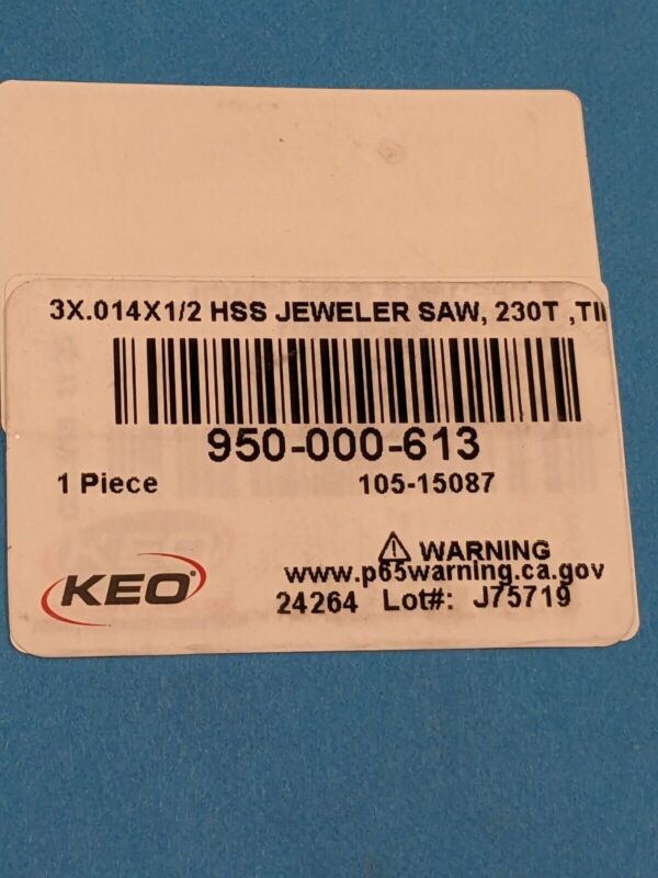 Keo HSS Slitting & Slotting Saw 3"X.014"X1/2", 230T ,TIN 950-000-613