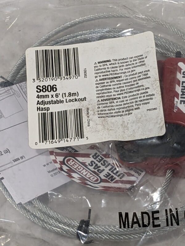 MASTER LOCK 6' Cable Length, 4 Lockout Points, Cable Lockout S806